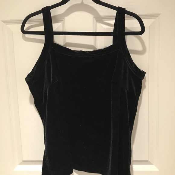 Vintage black velvet Ashley Stewart tank top size 18/20 - Picture 1 of 5